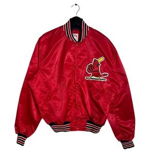 VINTAGE STARTER ST. LOUIS CARDINALS STARTER SATIN COACH JACKET. SZ LG
